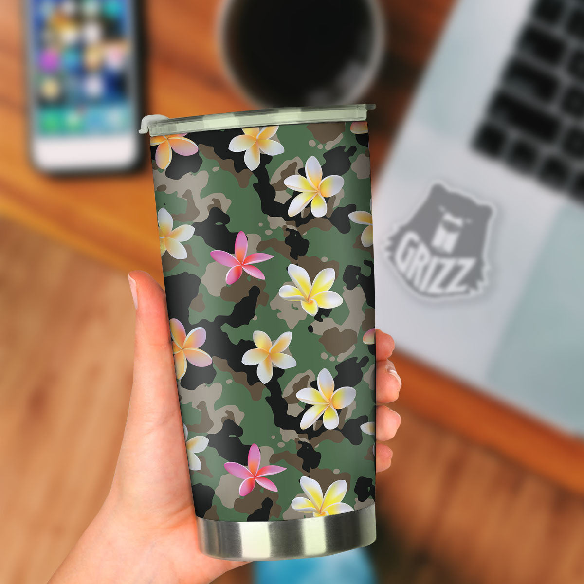 Camo Flower Military Green Print Pattern Tumbler-grizzshop