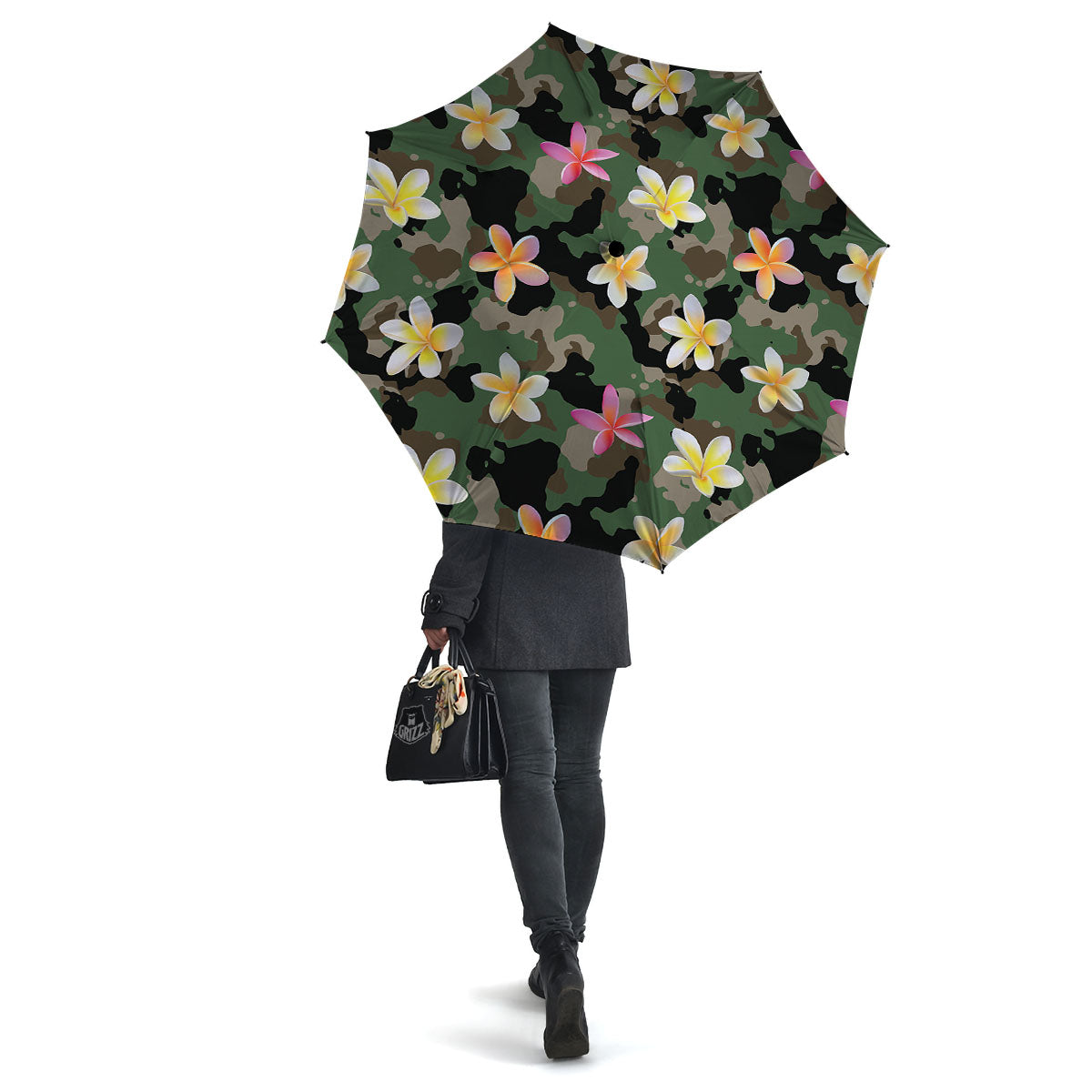 Camo Flower Military Green Print Pattern Umbrella-grizzshop