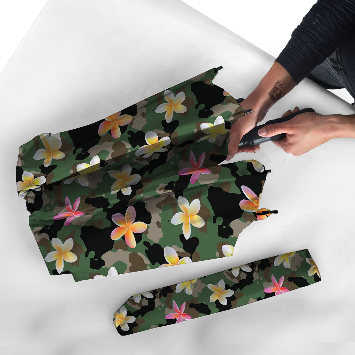 Camo Flower Military Green Print Pattern Umbrella-grizzshop