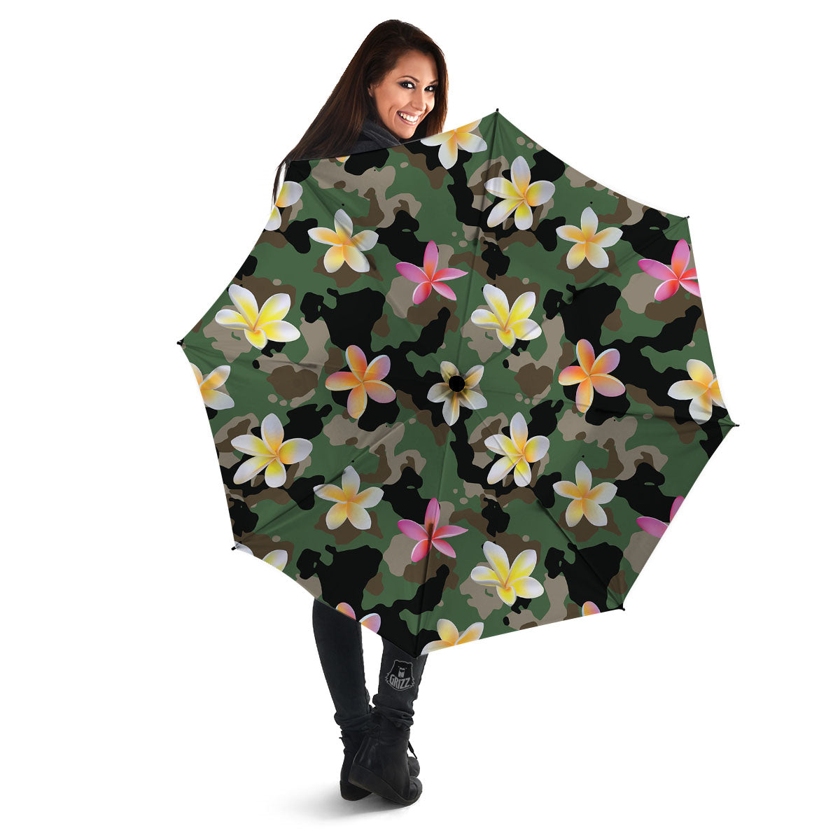 Camo Flower Military Green Print Pattern Umbrella-grizzshop
