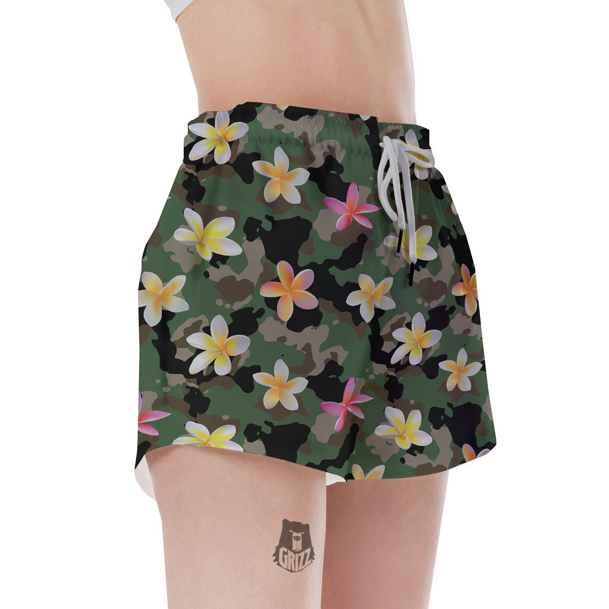 Camo Flower Military Green Print Pattern Women's Shorts-grizzshop