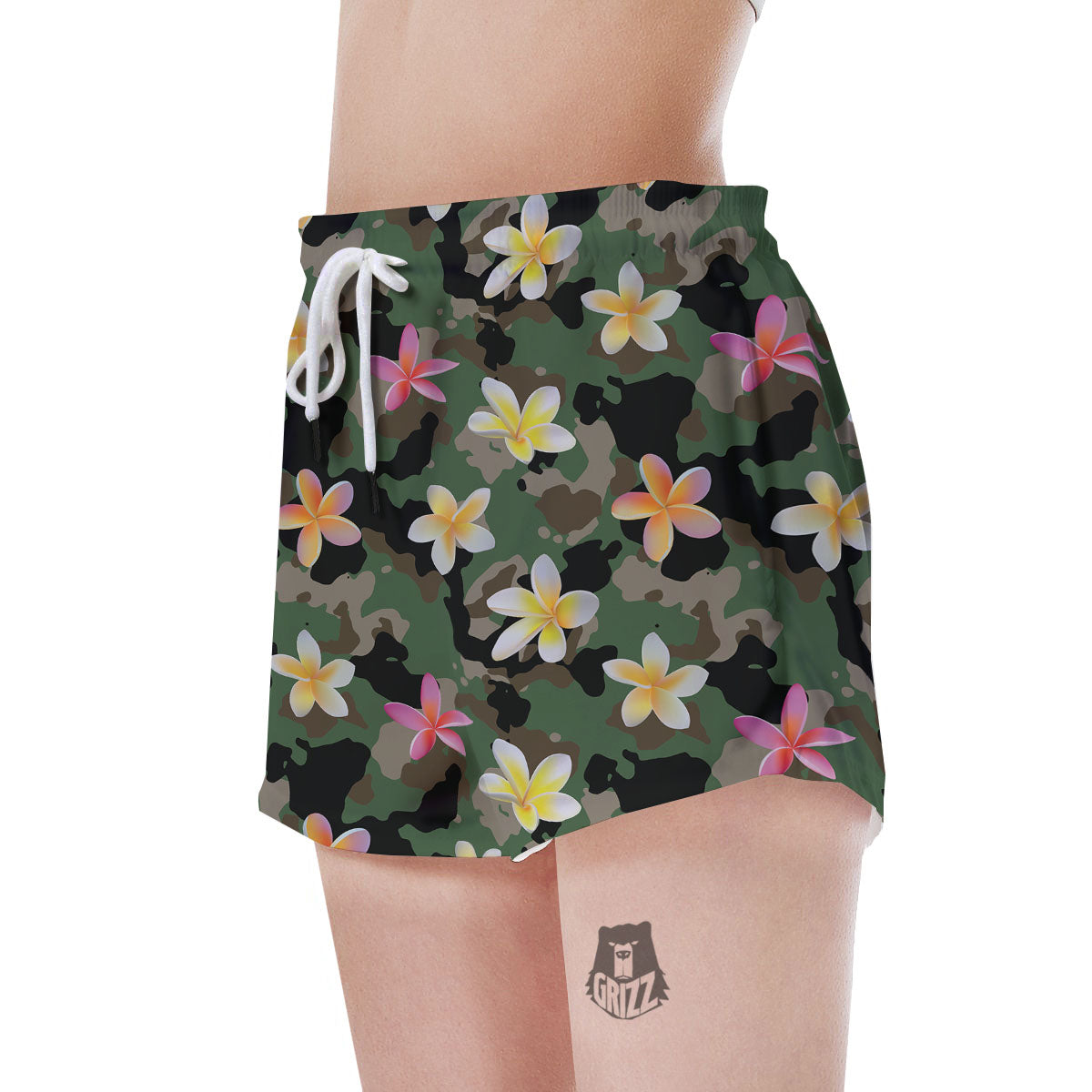 Camo Flower Military Green Print Pattern Women's Shorts-grizzshop