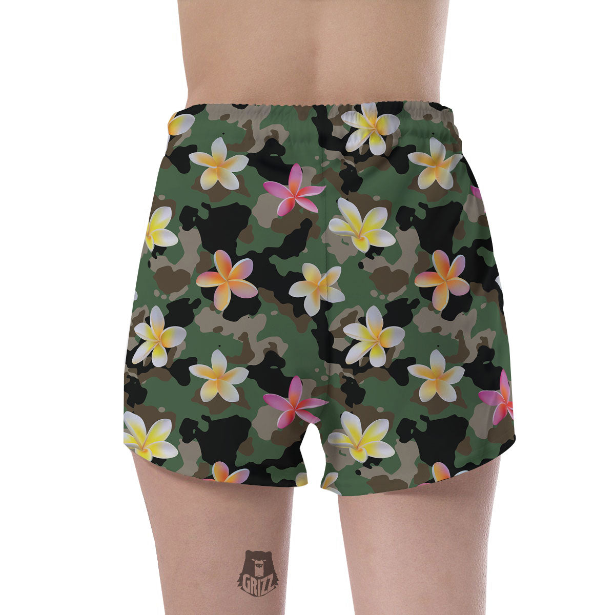 Camo Flower Military Green Print Pattern Women's Shorts-grizzshop