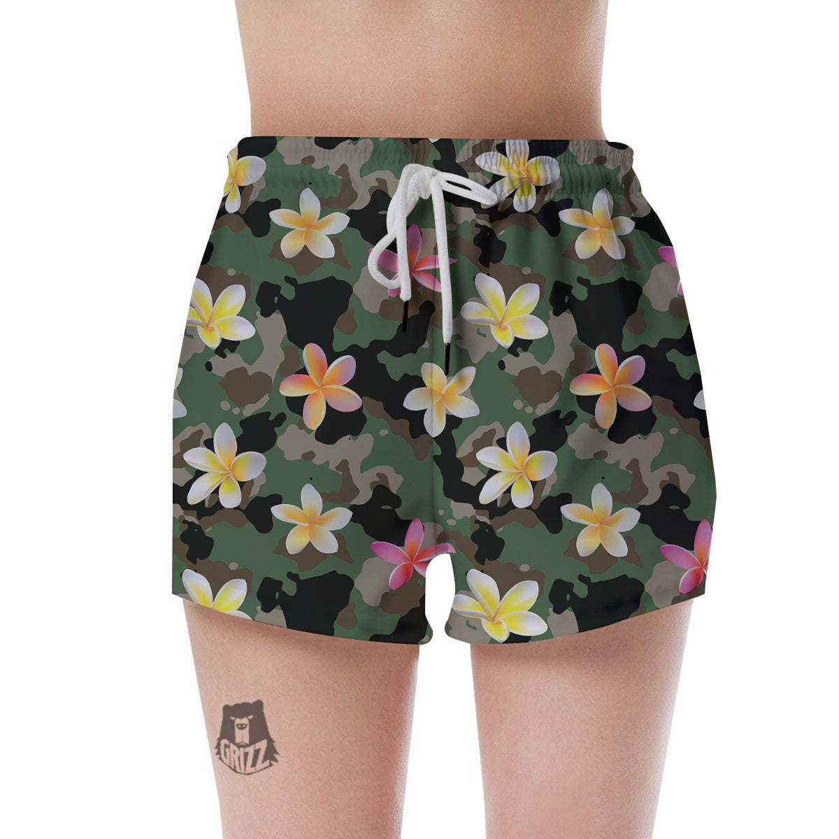 Camo Flower Military Green Print Pattern Women's Shorts-grizzshop