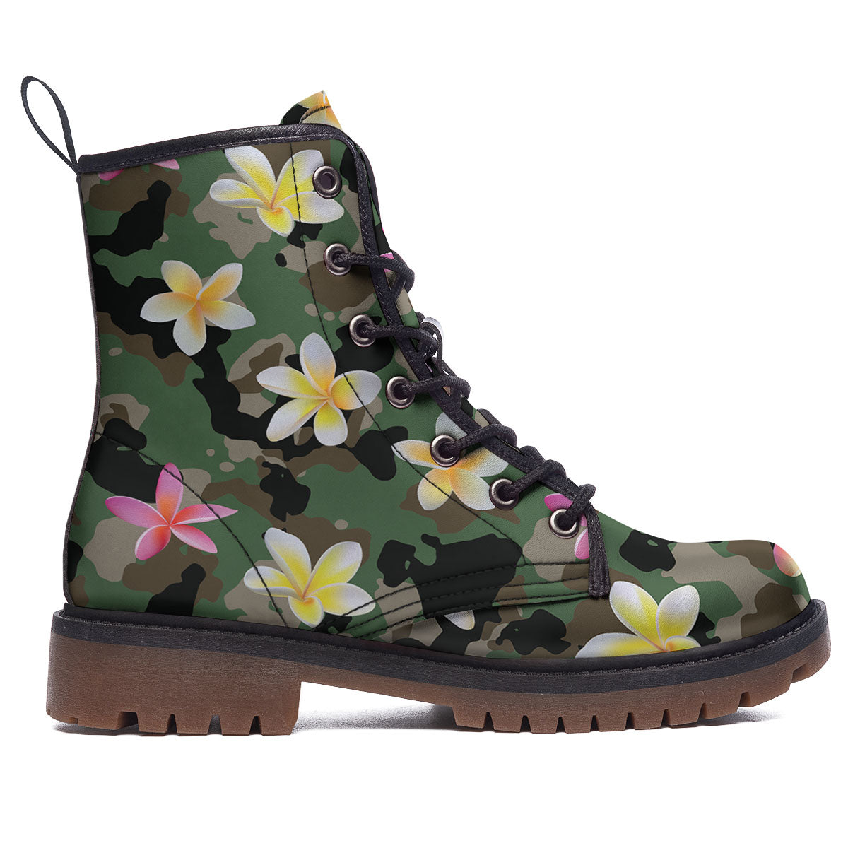 Camo Flower Military Green Print Pattern Work Boots-grizzshop