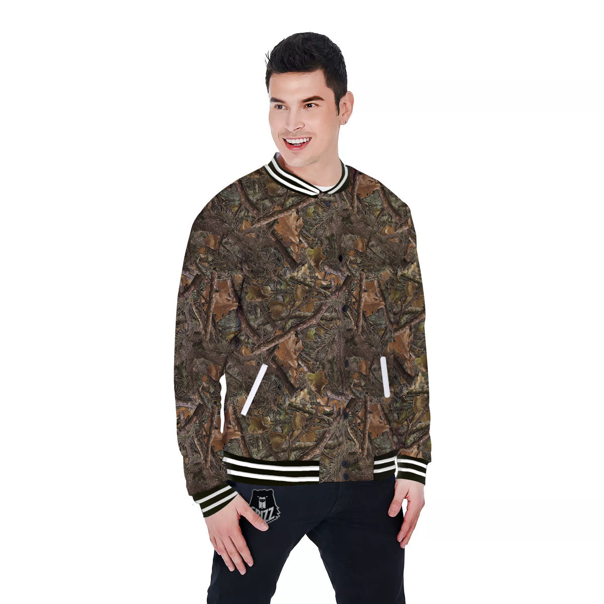 Camo Hunting Print Pattern Baseball Jacket-grizzshop