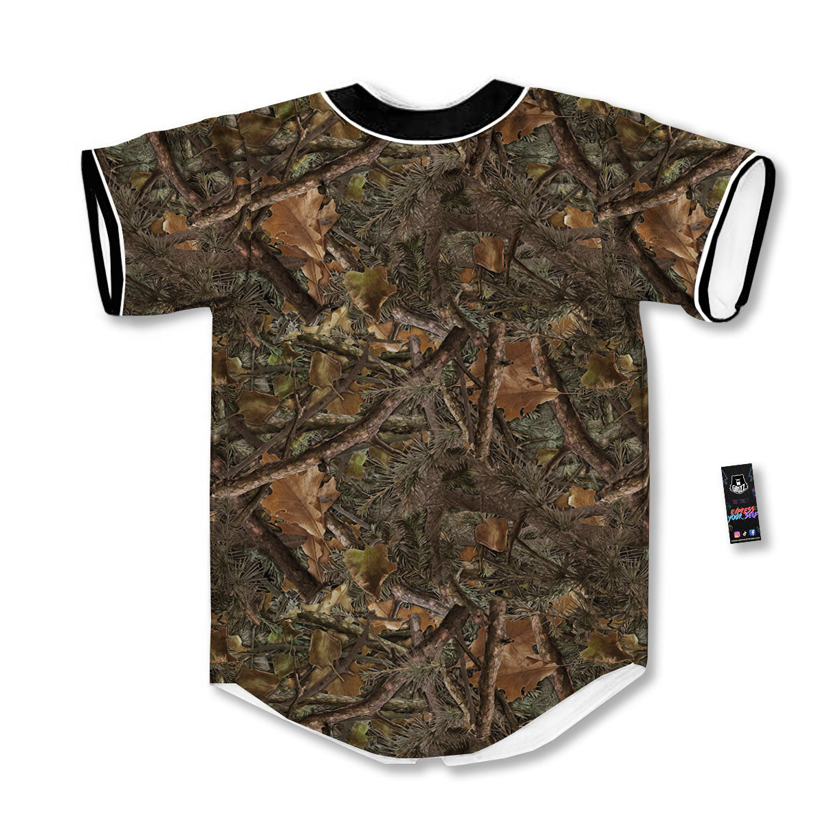 Camo Hunting Print Pattern Baseball Jersey-grizzshop