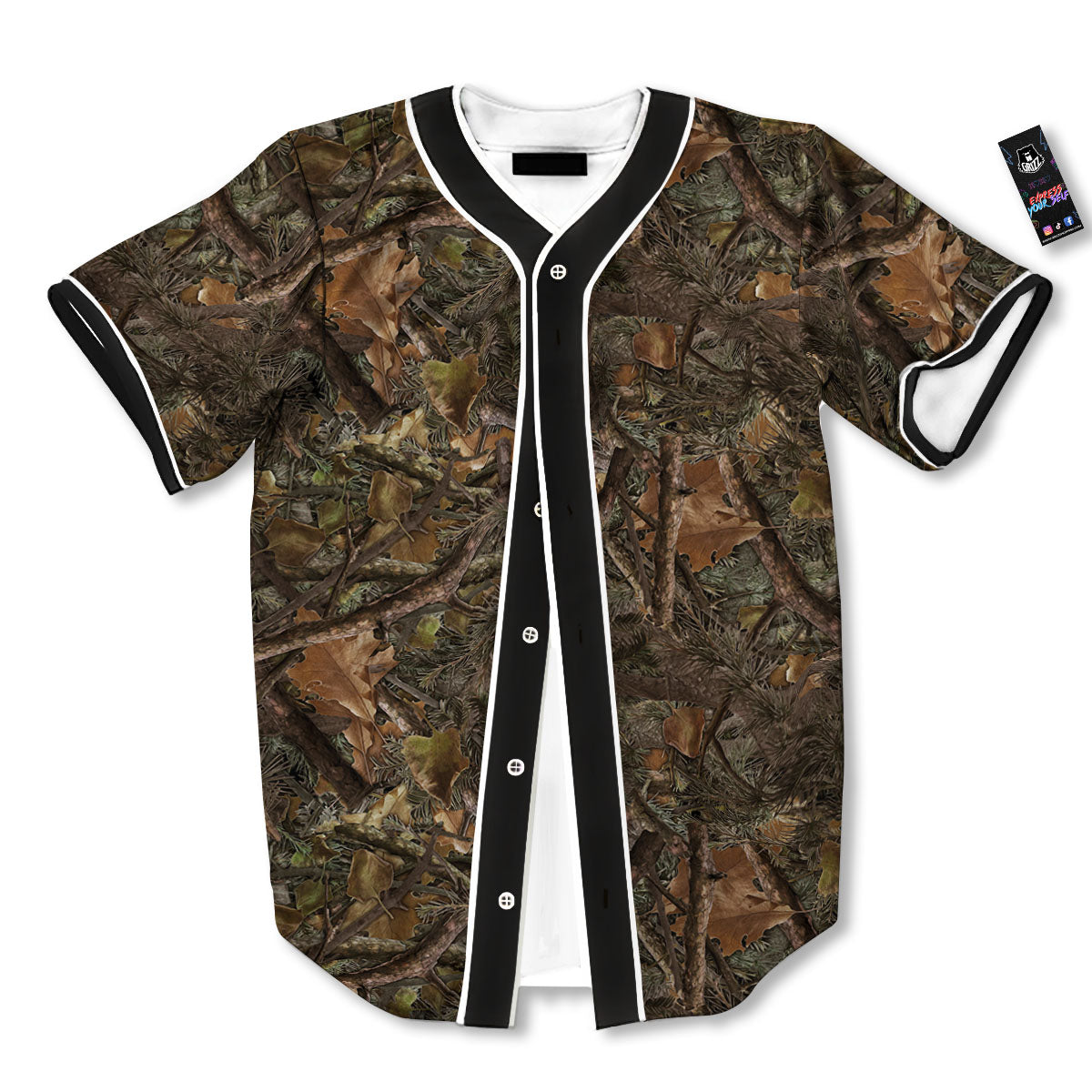 Camo Hunting Print Pattern Baseball Jersey-grizzshop