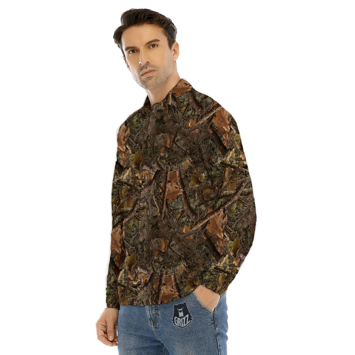 Camo Hunting Print Pattern Men's Dress Shirts-grizzshop