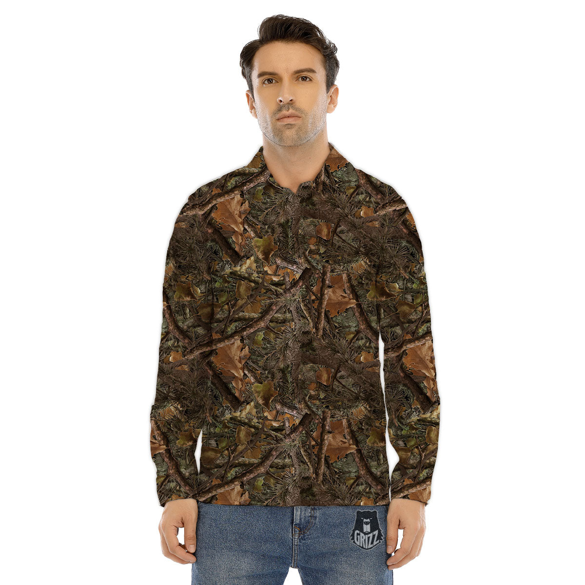 Camo Hunting Print Pattern Men's Dress Shirts-grizzshop