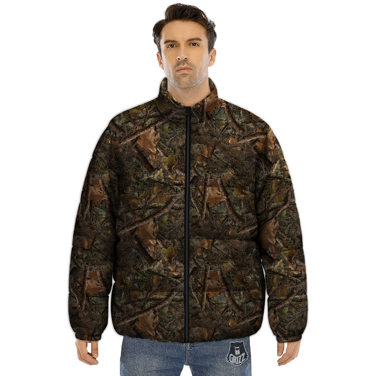 Camo Hunting Print Pattern Puffer Jacket-grizzshop