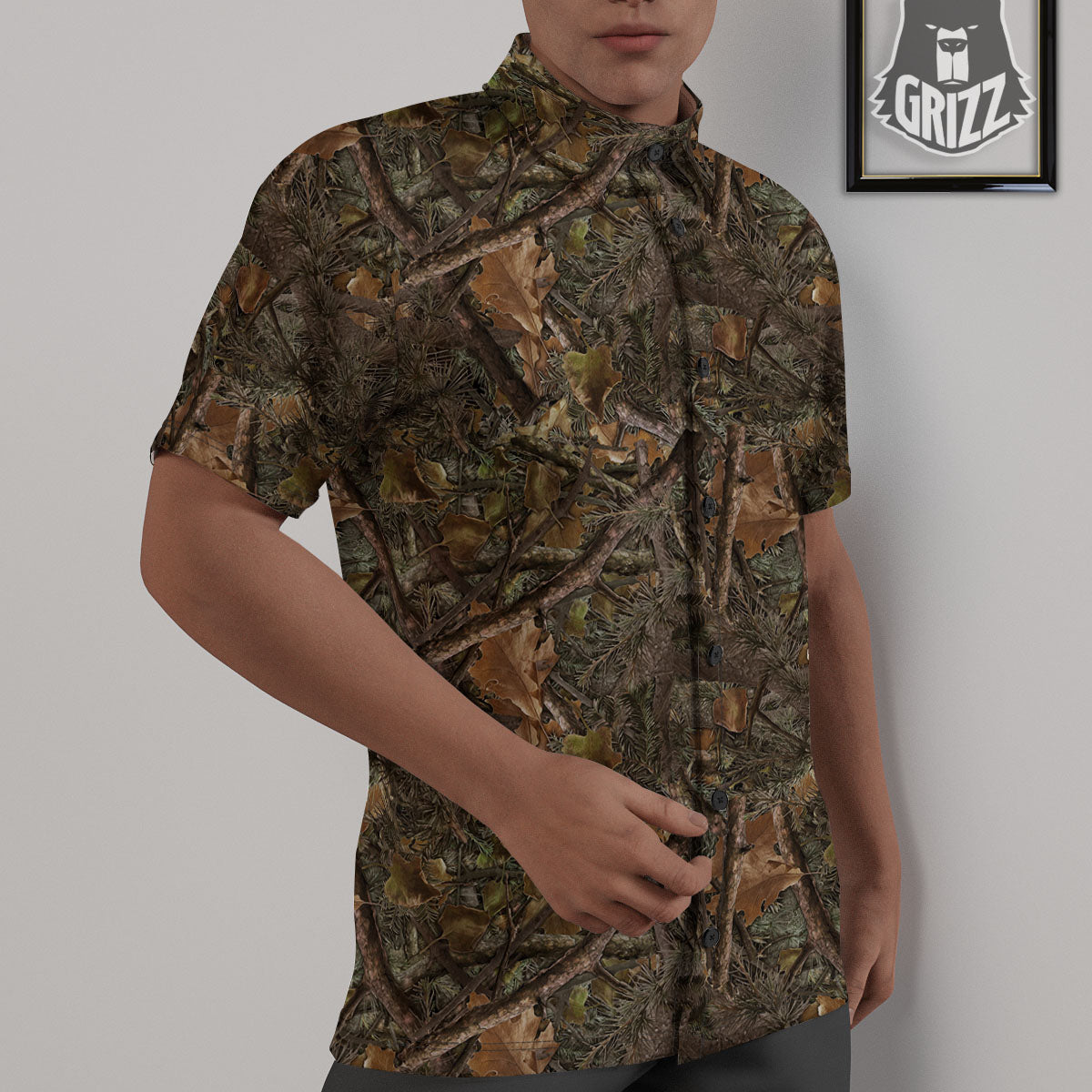 Camo Hunting Print Pattern Untucked Shirts-grizzshop