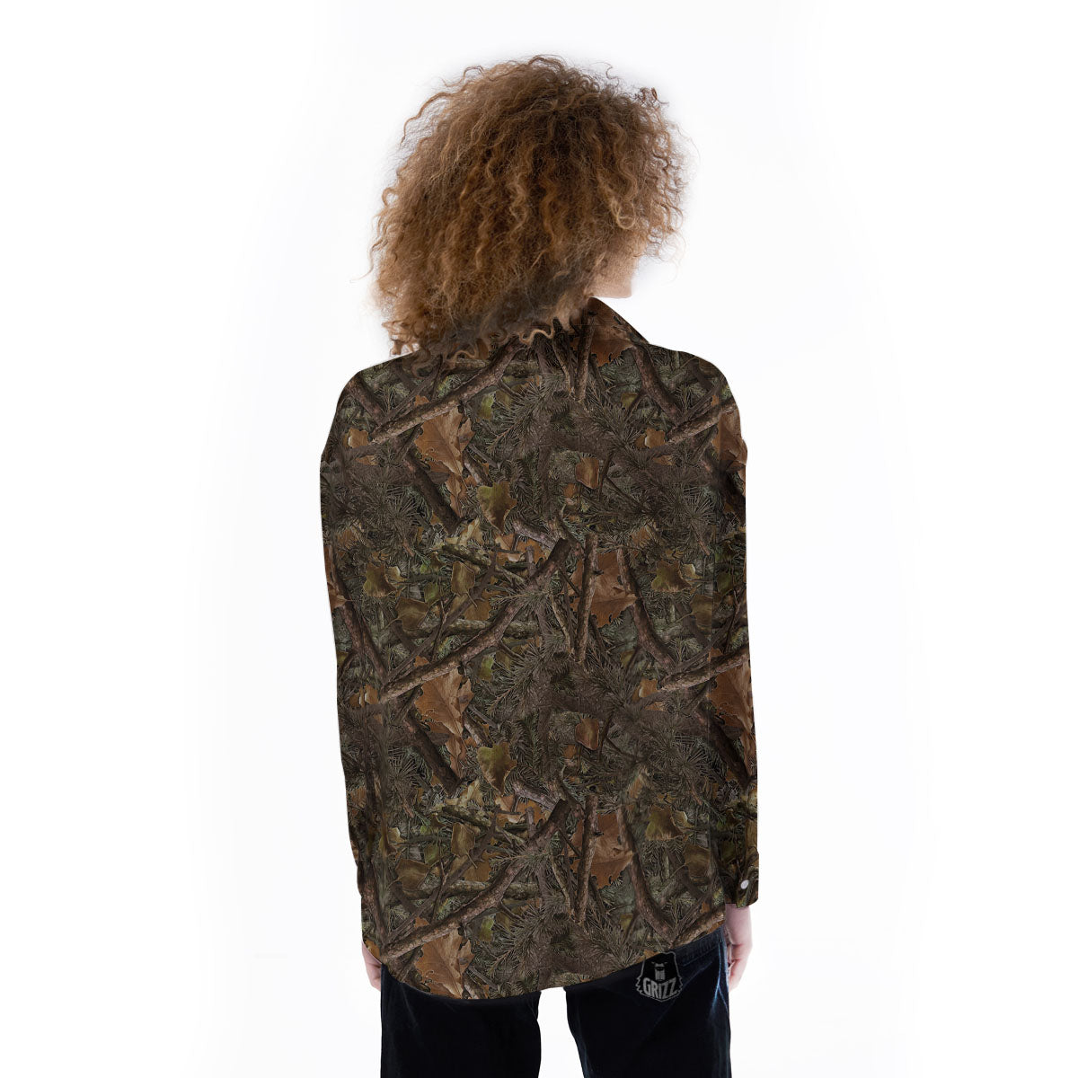 Camo Hunting Print Pattern Women's Long Sleeve Shirts-grizzshop