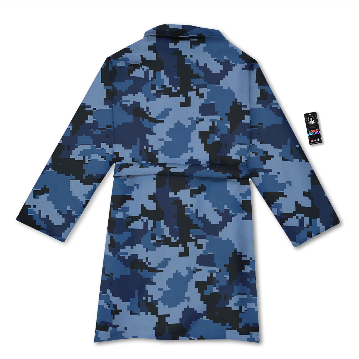 Camo Navy Digital Print Pattern Bathrobe-grizzshop