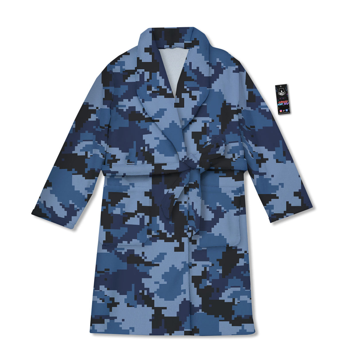 Camo Navy Digital Print Pattern Bathrobe-grizzshop