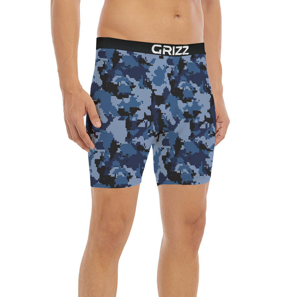 Camo Navy Digital Print Pattern Boxer Briefs-grizzshop