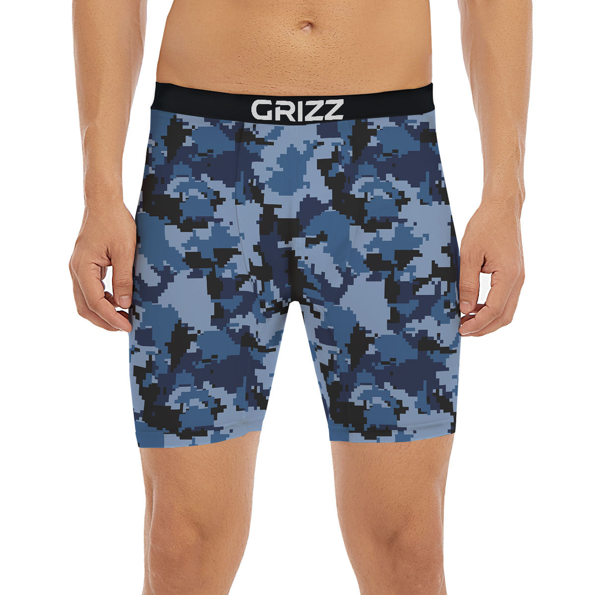 Camo Navy Digital Print Pattern Boxer Briefs-grizzshop
