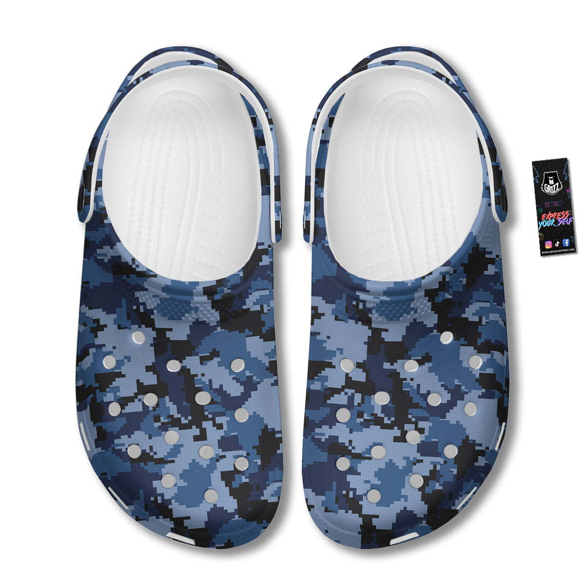 Camo Navy Digital Print Pattern Clog-grizzshop