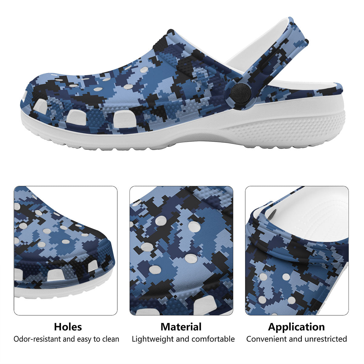 Camo Navy Digital Print Pattern Clog-grizzshop