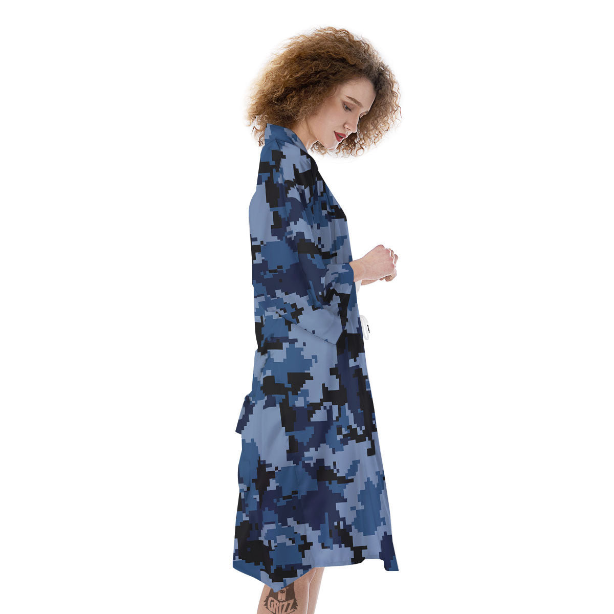 Camo Navy Digital Print Pattern Kimono-grizzshop