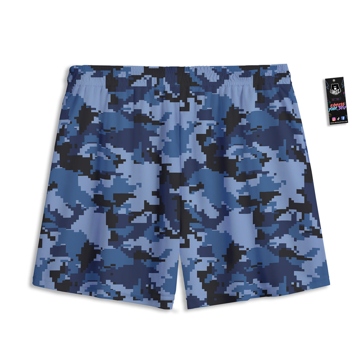 Camo Navy Digital Print Pattern Mesh Shorts-grizzshop