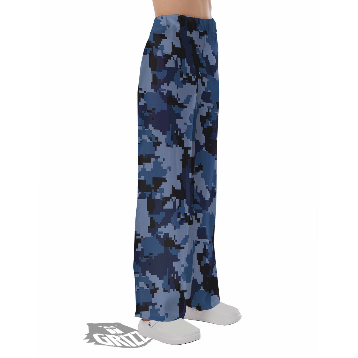 Camo Navy Digital Print Pattern Pajama Pants-grizzshop
