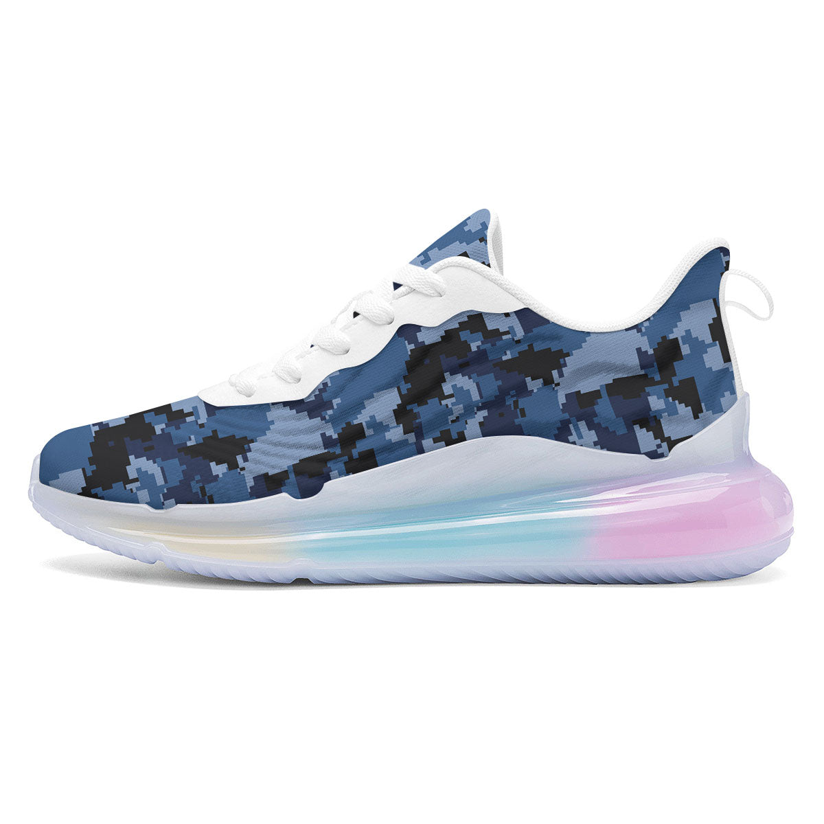 Camo Navy Digital Print Pattern Running Sneakers-grizzshop