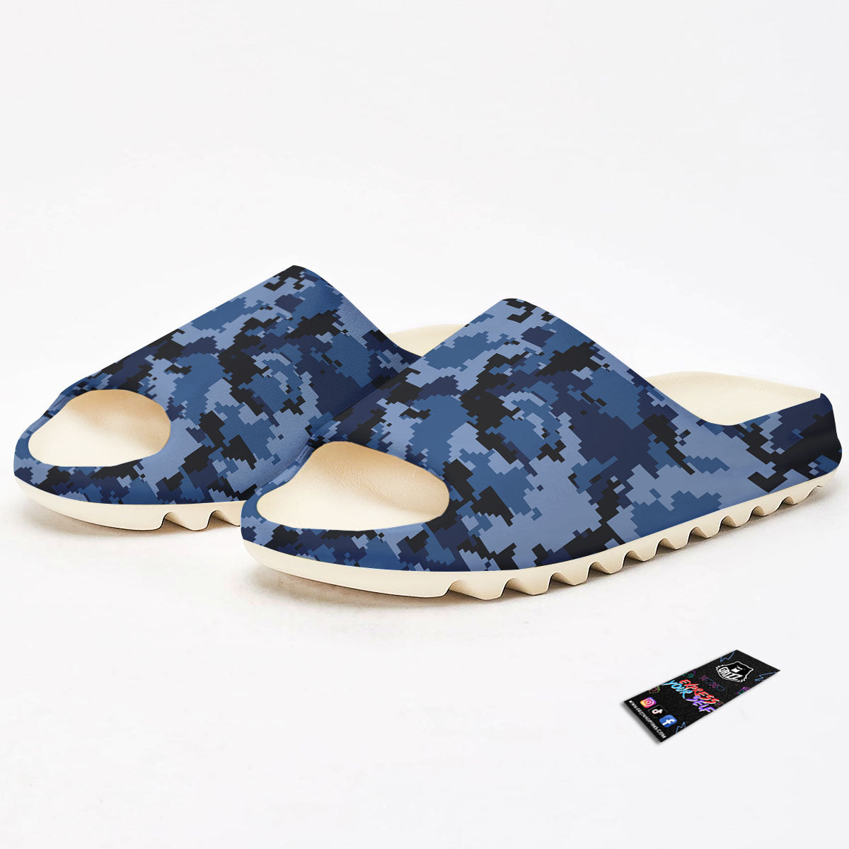 Camo Navy Digital Print Pattern Sandals-grizzshop