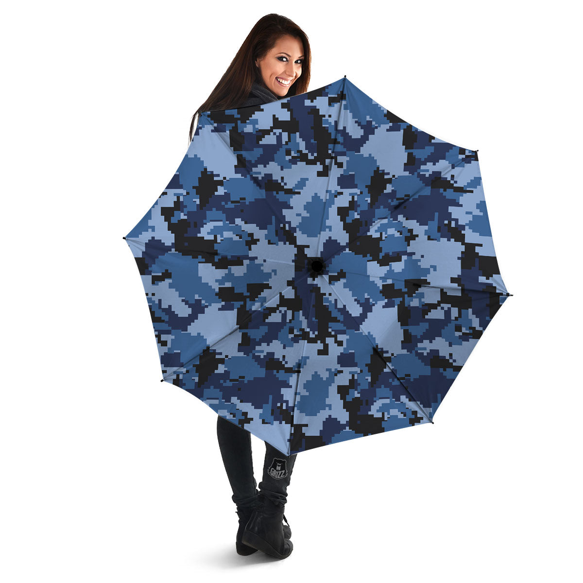Camo Navy Digital Print Pattern Umbrella-grizzshop