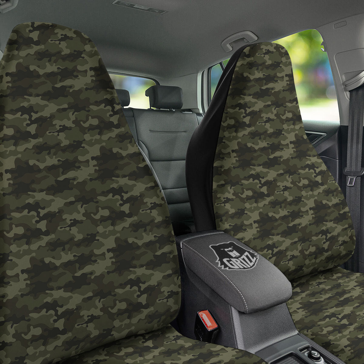 Camouflage Army Green Print Car Seat Covers-grizzshop