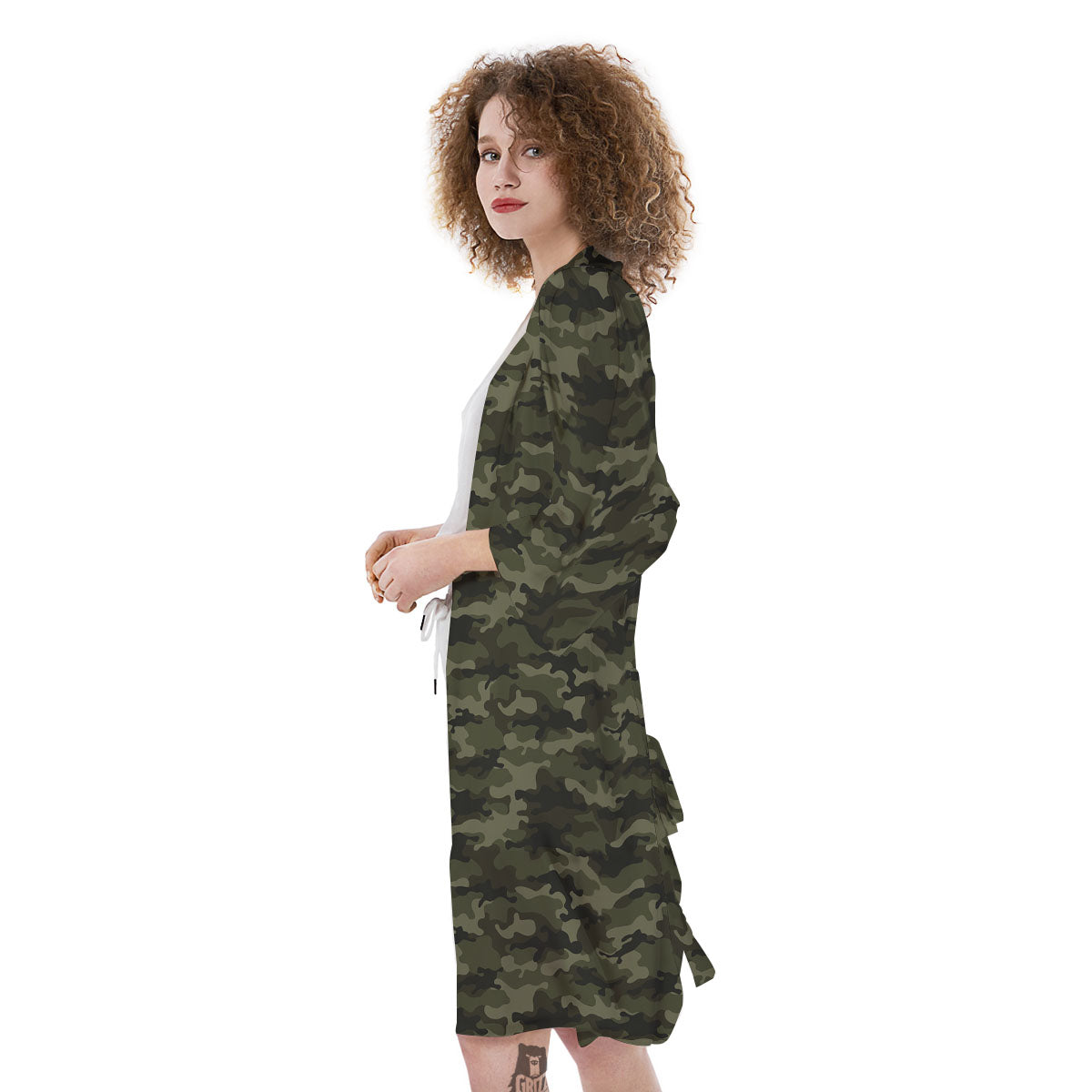 Camouflage Army Green Print Kimono-grizzshop