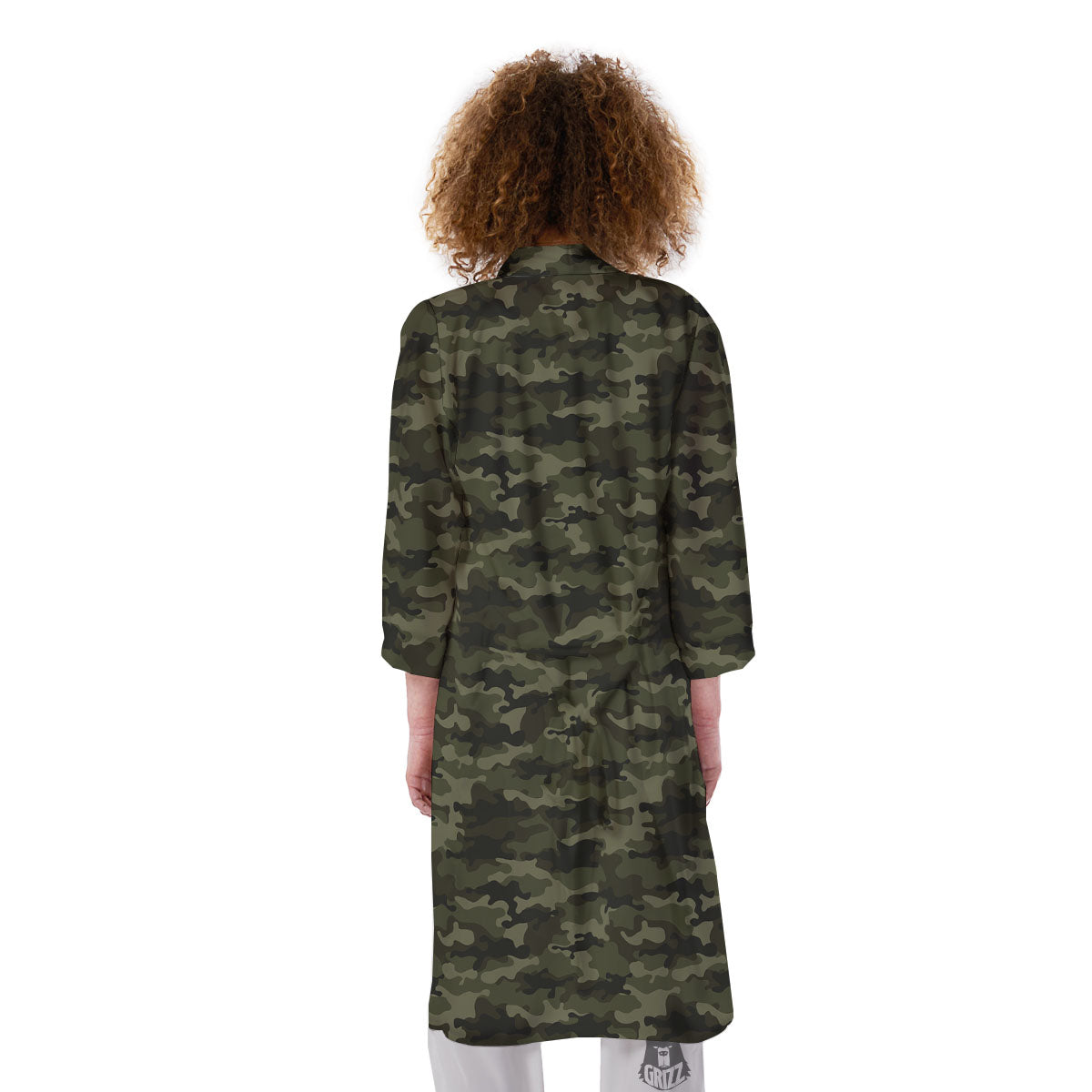 Camouflage Army Green Print Kimono-grizzshop
