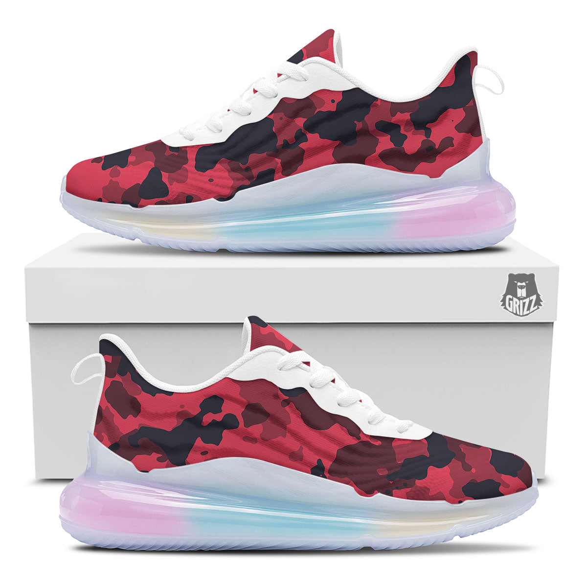 Camouflage Black And Red Print Running Sneakers-grizzshop