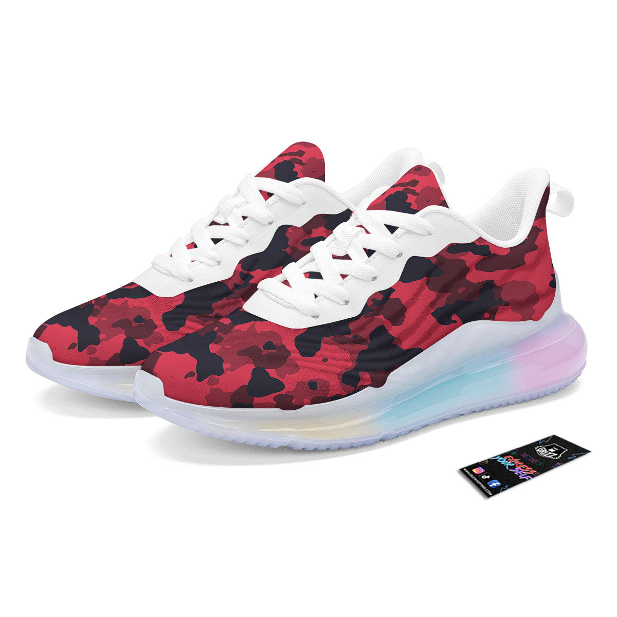 Camouflage Black And Red Print Running Sneakers-grizzshop