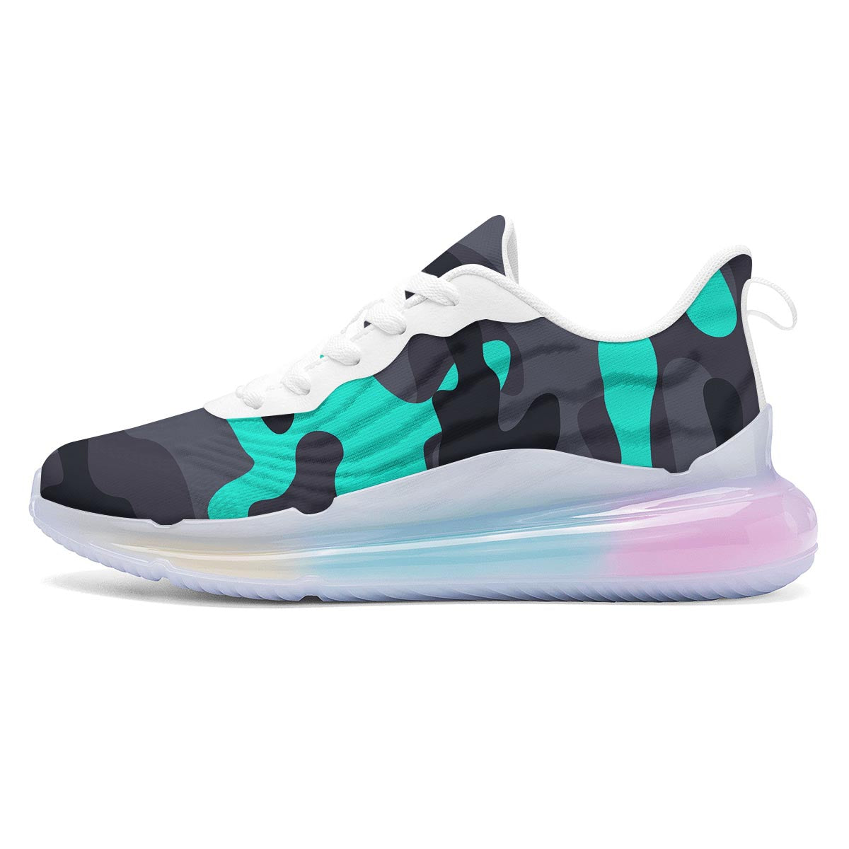 Camouflage Black And Teal Print Running Sneakers-grizzshop
