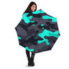 Camouflage Black And Teal Print Umbrella-grizzshop