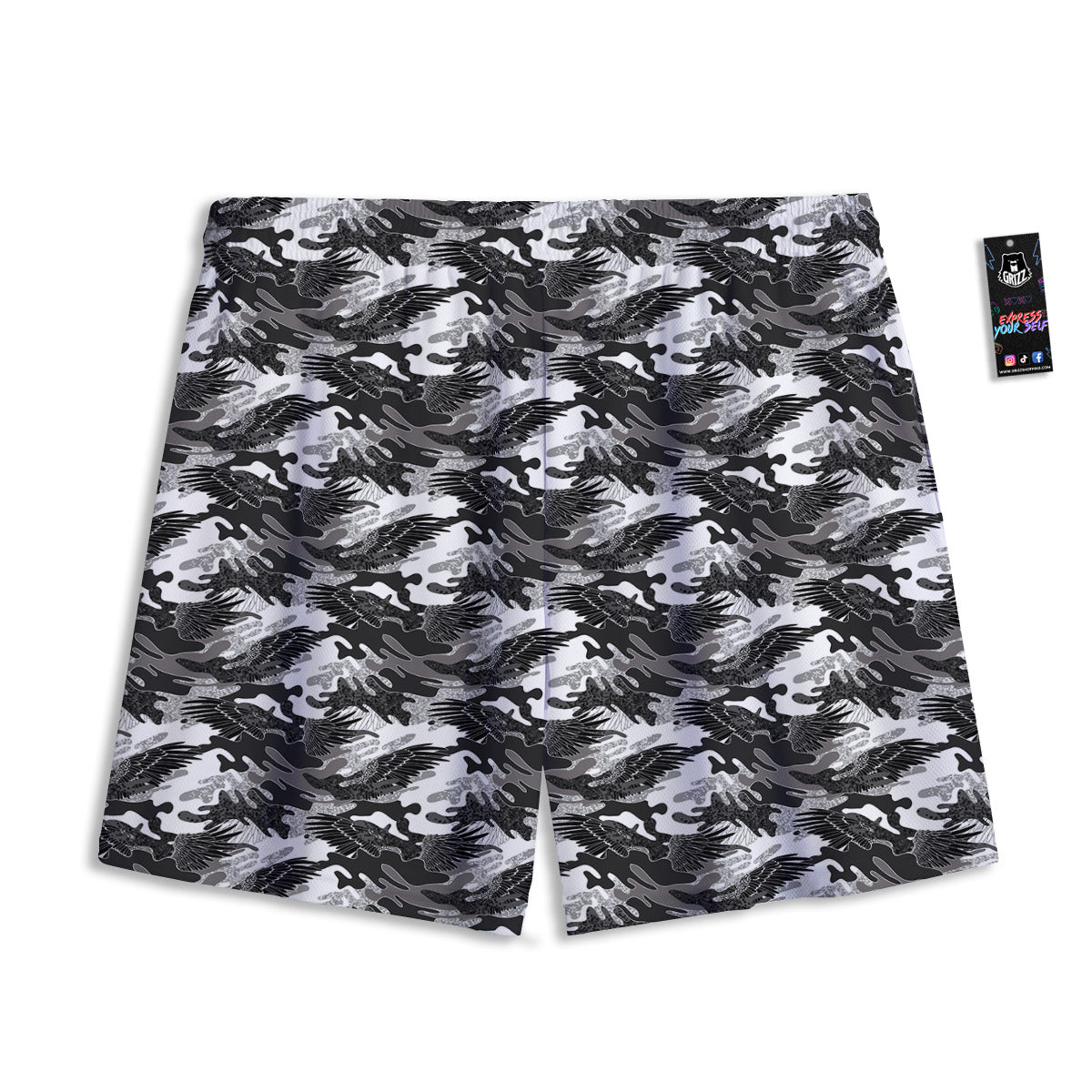 Checkered Black And Green Print Pattern Mesh Shorts