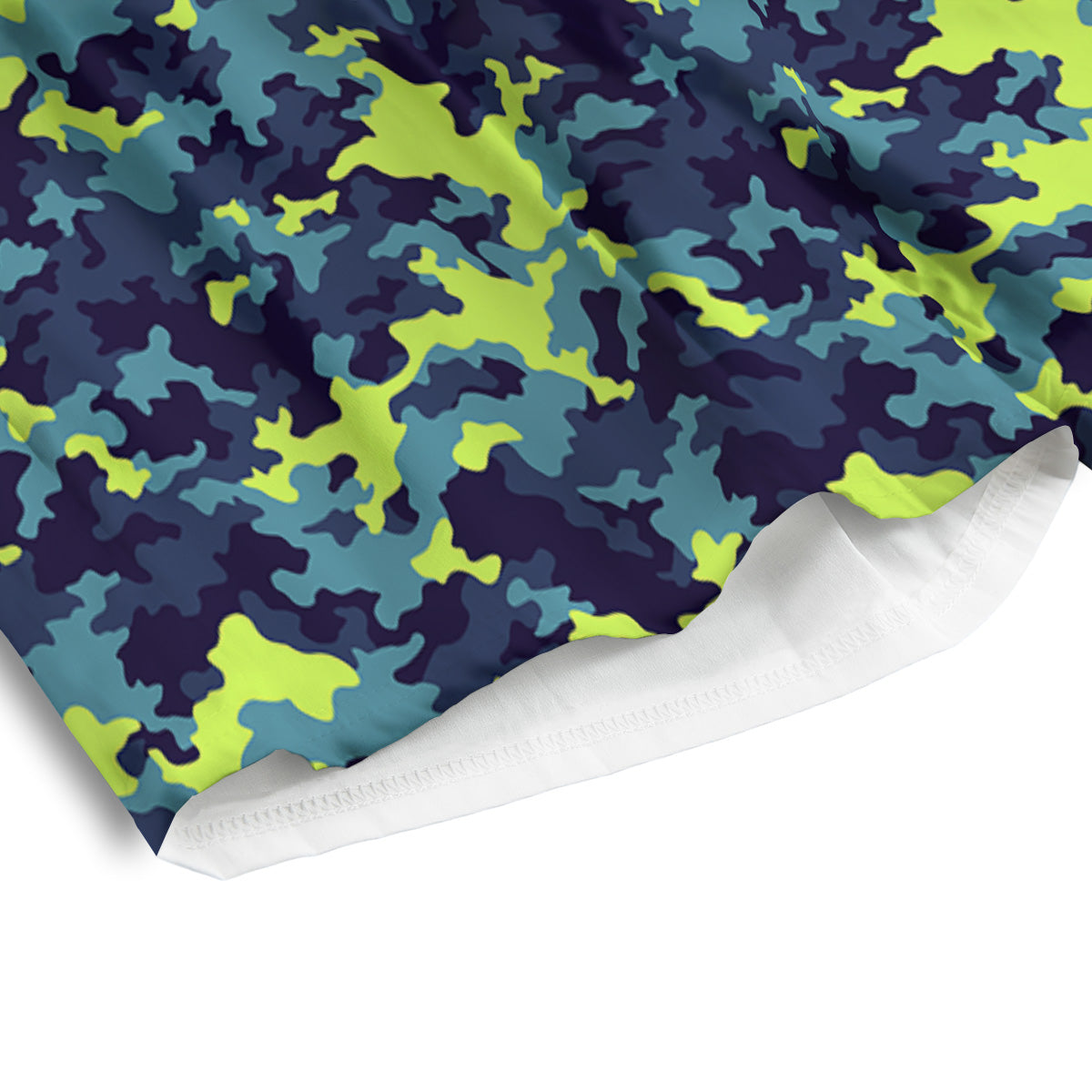 Camouflage Blue And Neon Green Print Pattern Men's Athletic Shorts