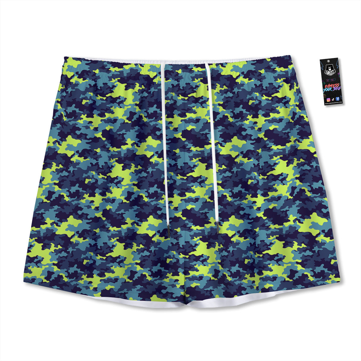 Evil Samurai Mask Print Mesh Shorts