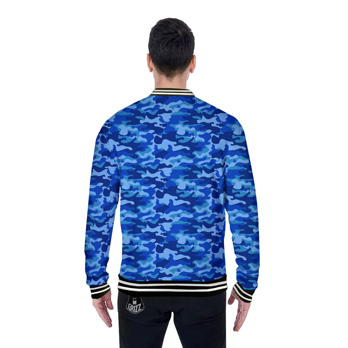 Camouflage Blue Print Baseball Jacket-grizzshop