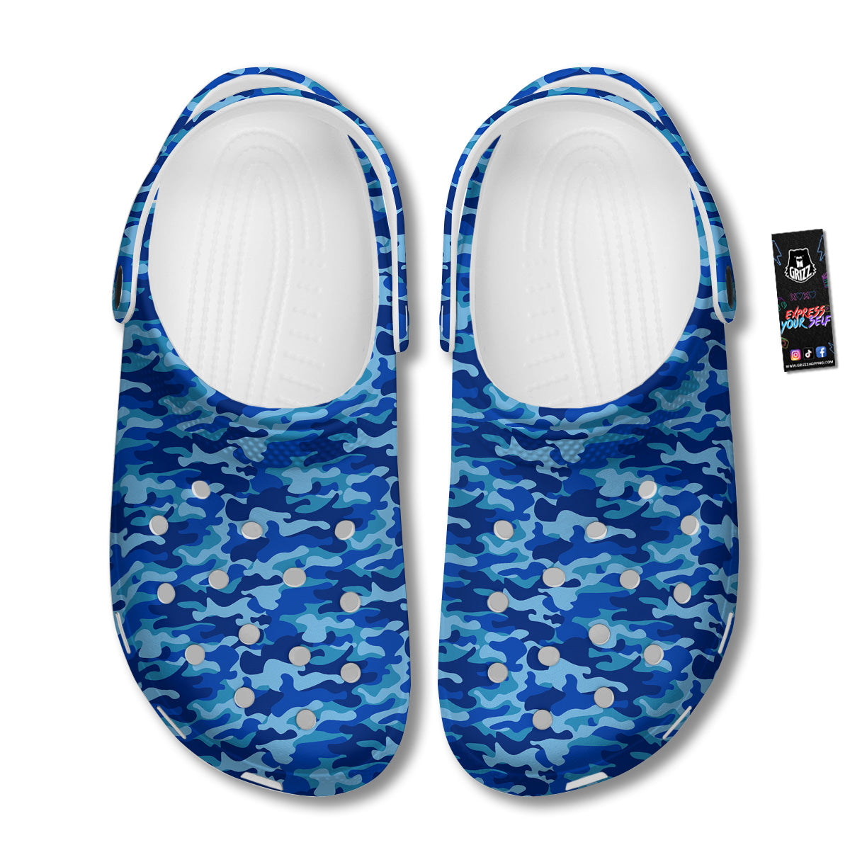 Camouflage Blue Print Clog-grizzshop