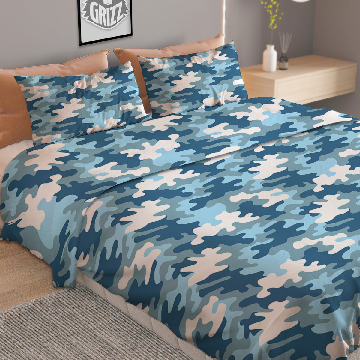 Checkered White And Green Print Pattern Duvet Cover Bedding Set