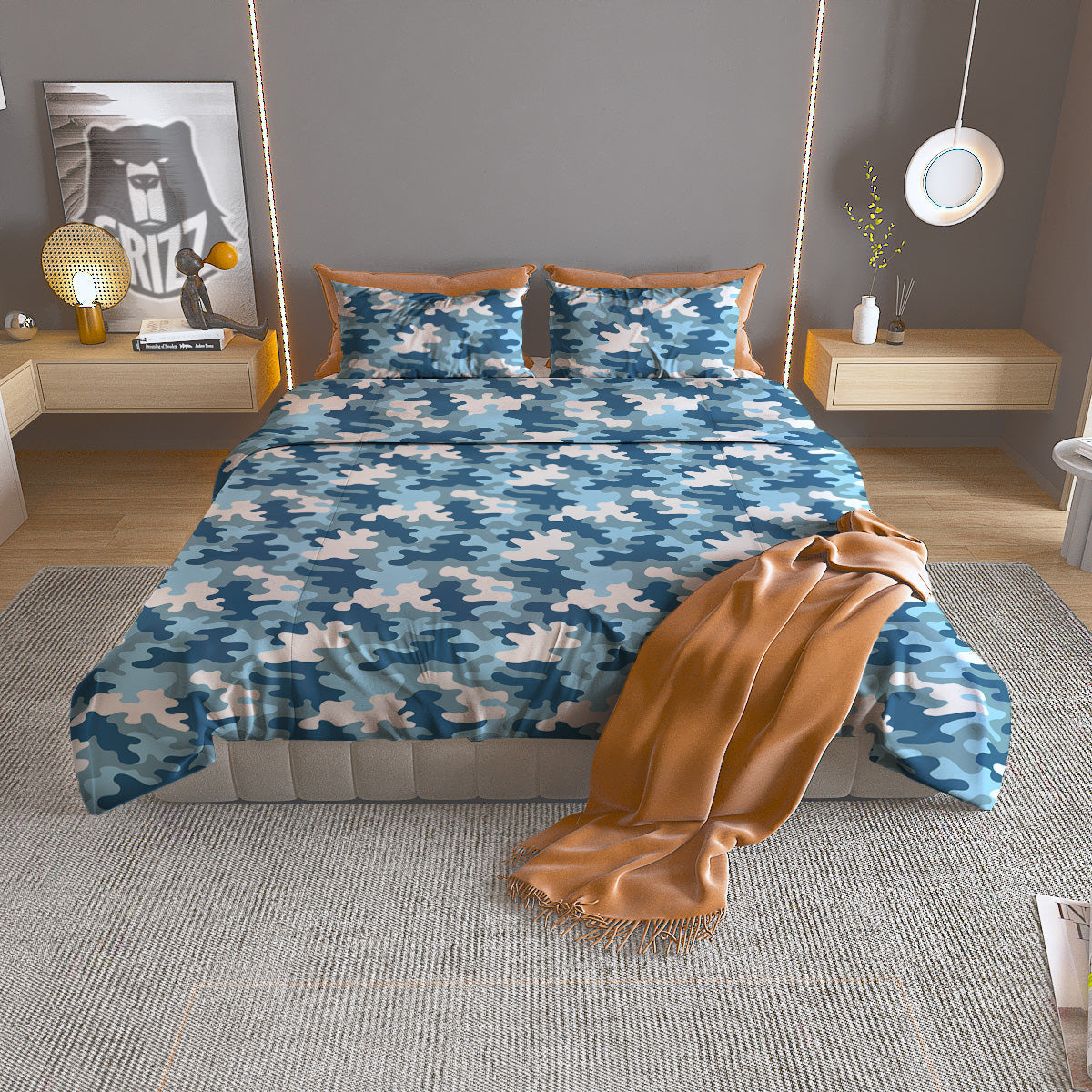 Checkered White And Green Print Pattern Duvet Cover Bedding Set