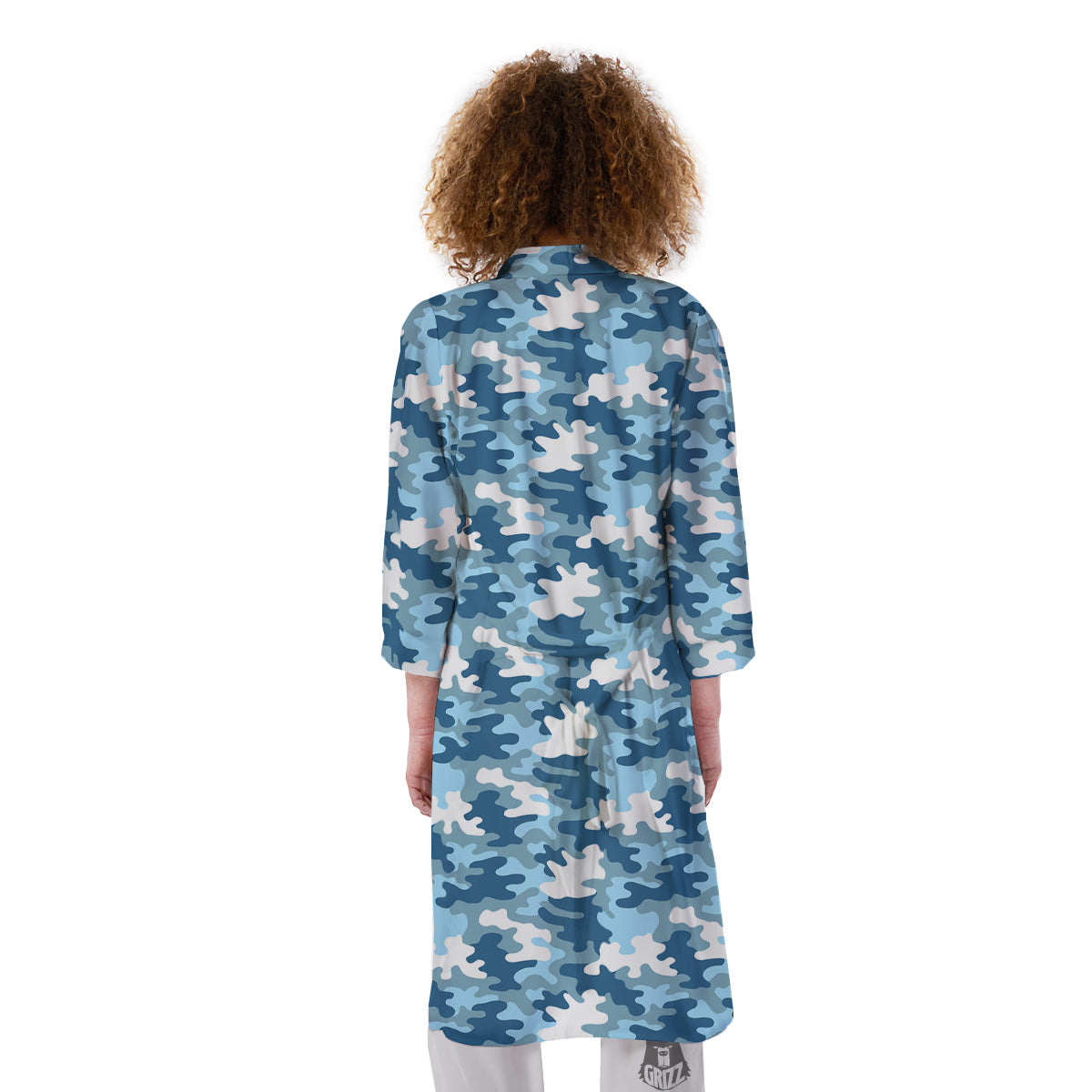 Camouflage Blue Snow Print Kimono-grizzshop