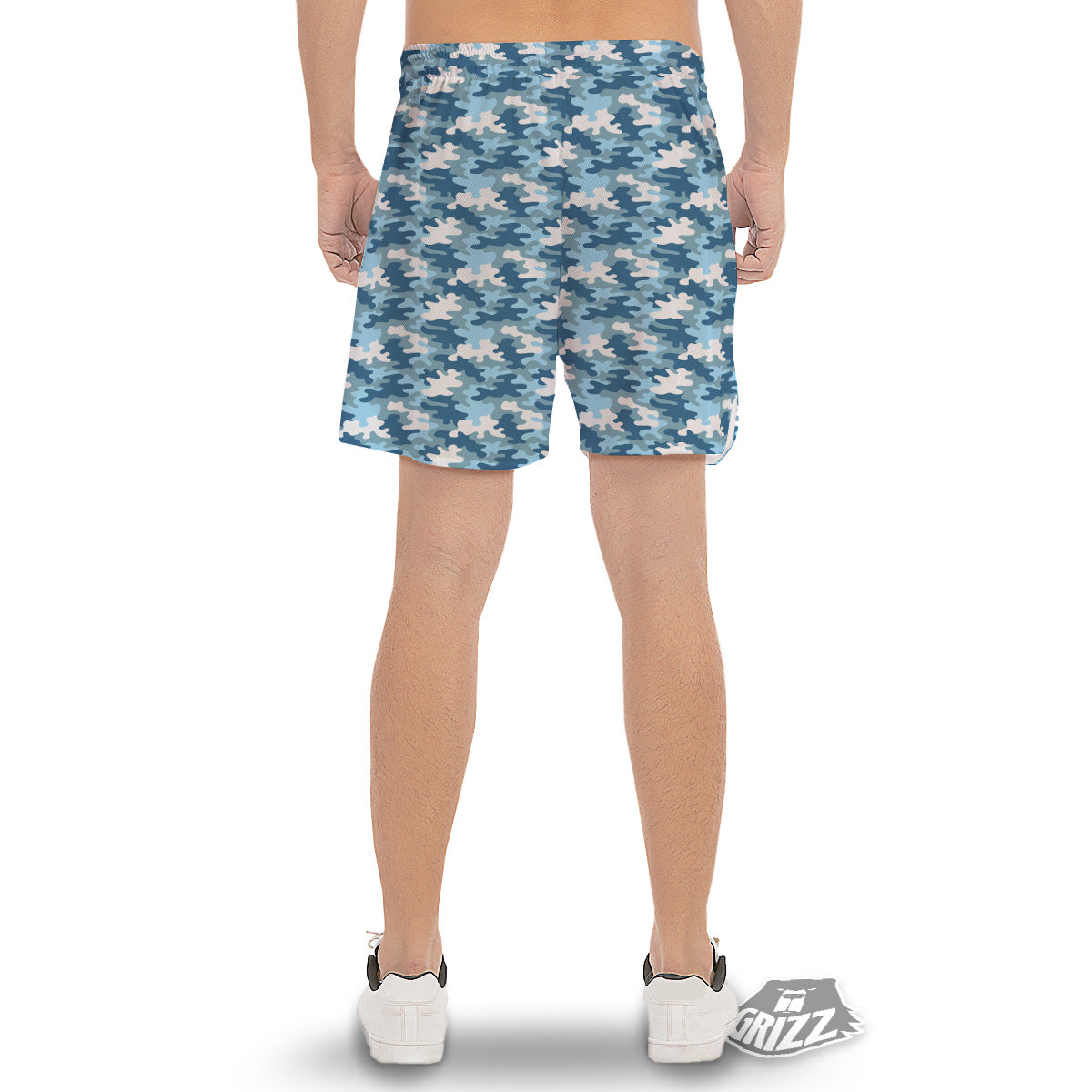 Camouflage Blue Snow Print Men's Gym Shorts-grizzshop