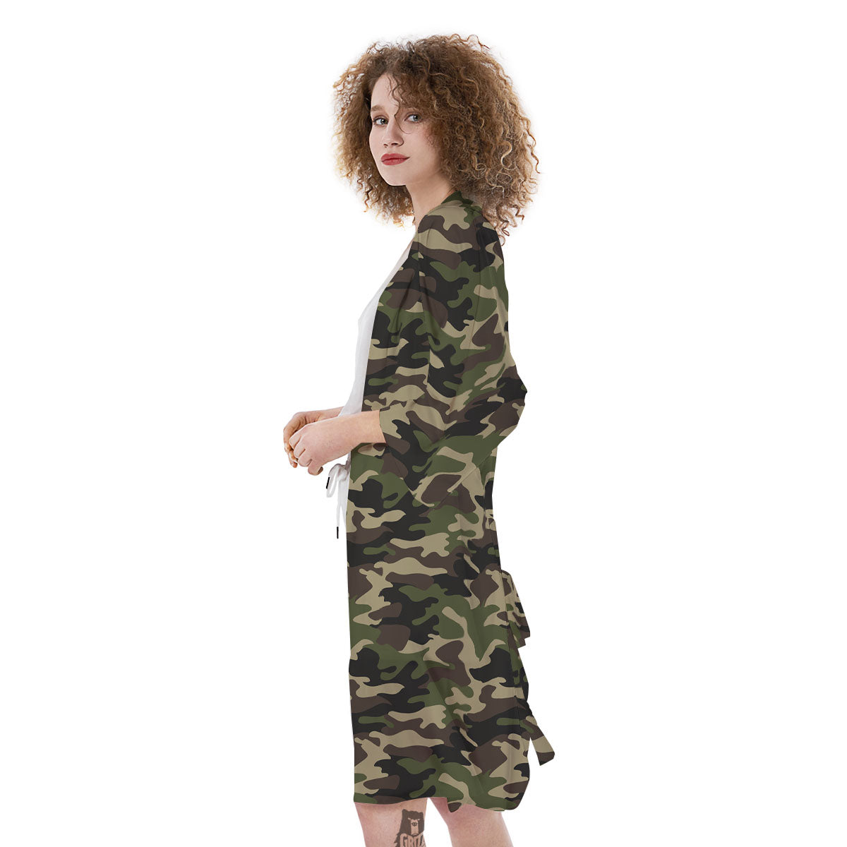 Camouflage Brown And Green Print Kimono-grizzshop