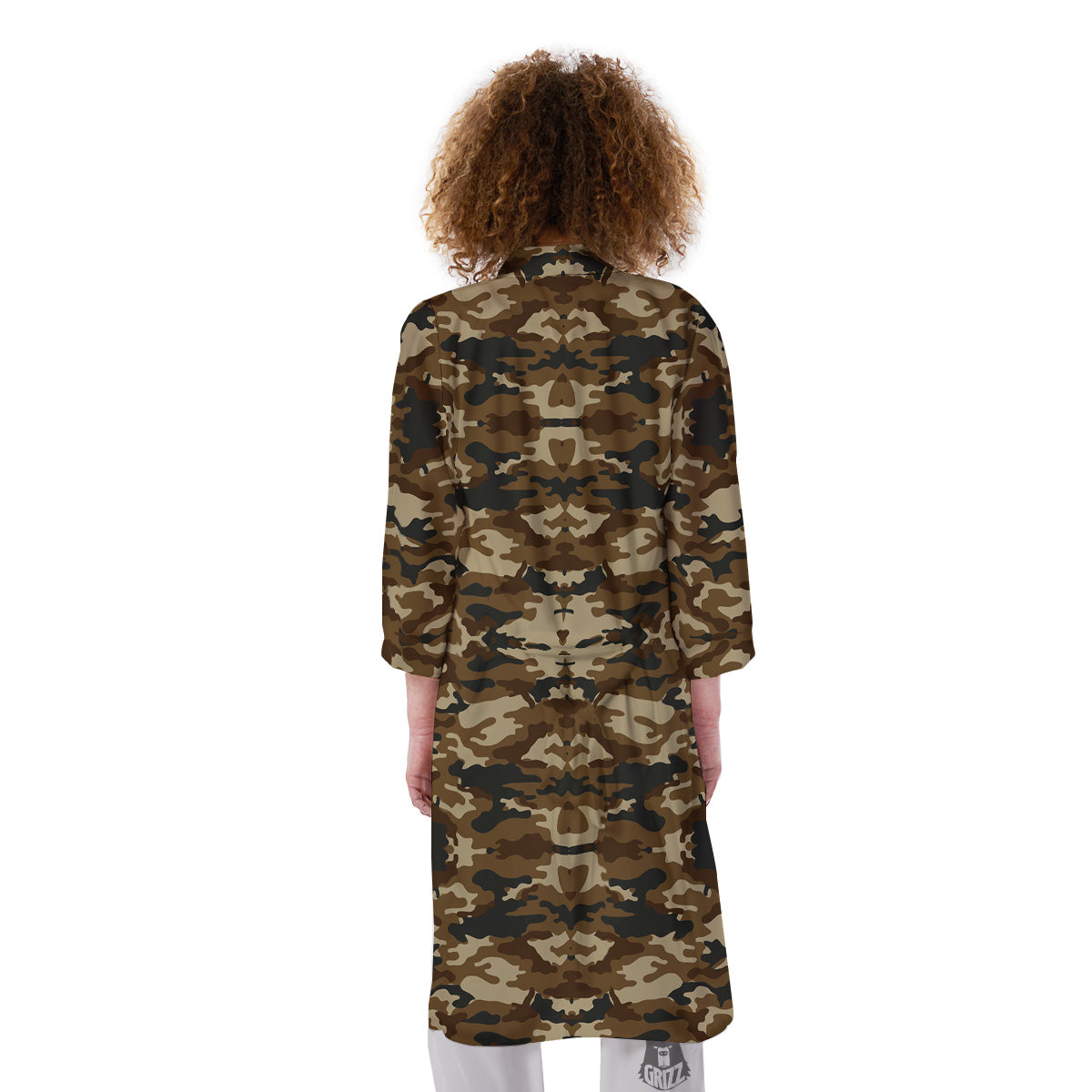 Camouflage Brown Print Kimono-grizzshop