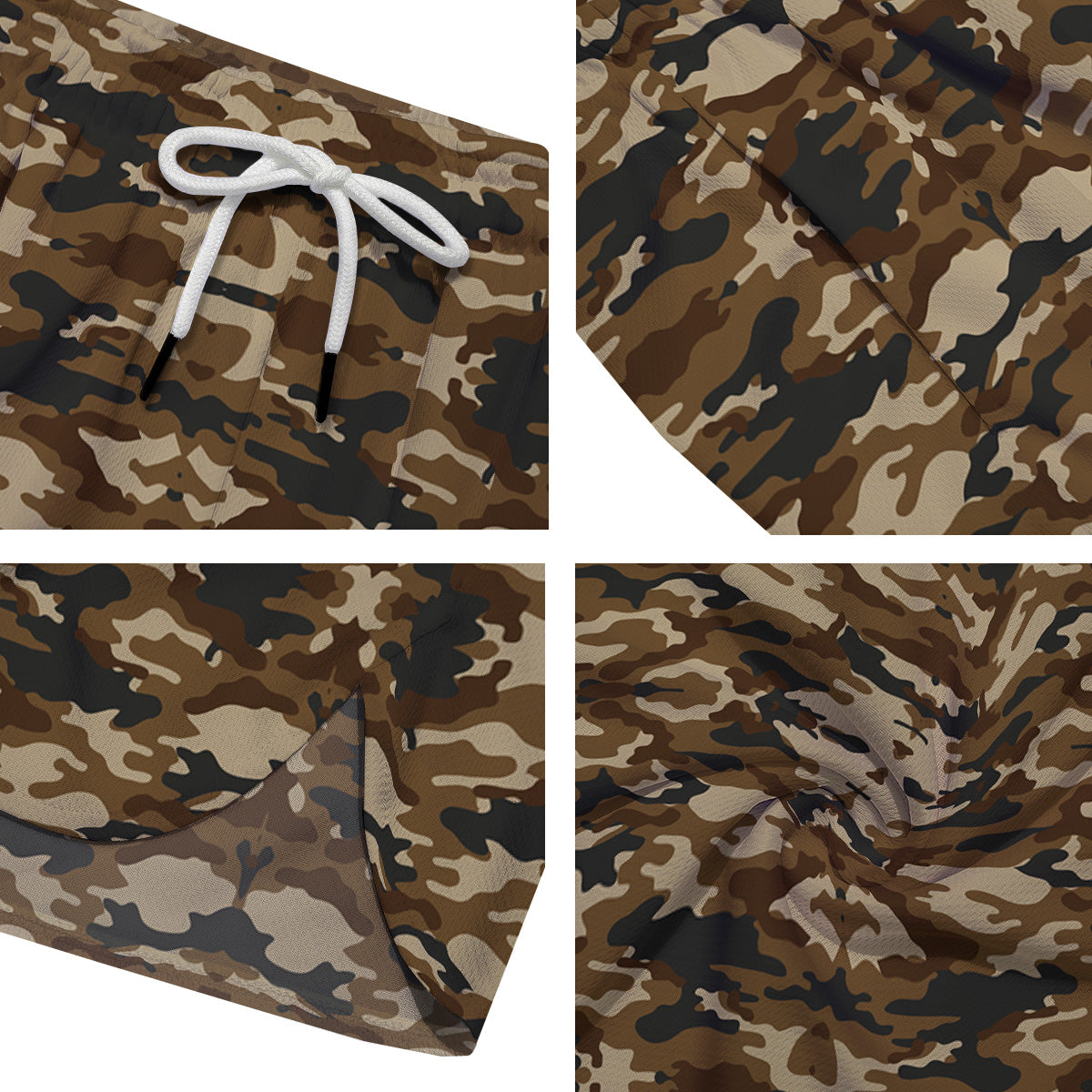 Camouflage Brown Print Men's Running Shorts-grizzshop