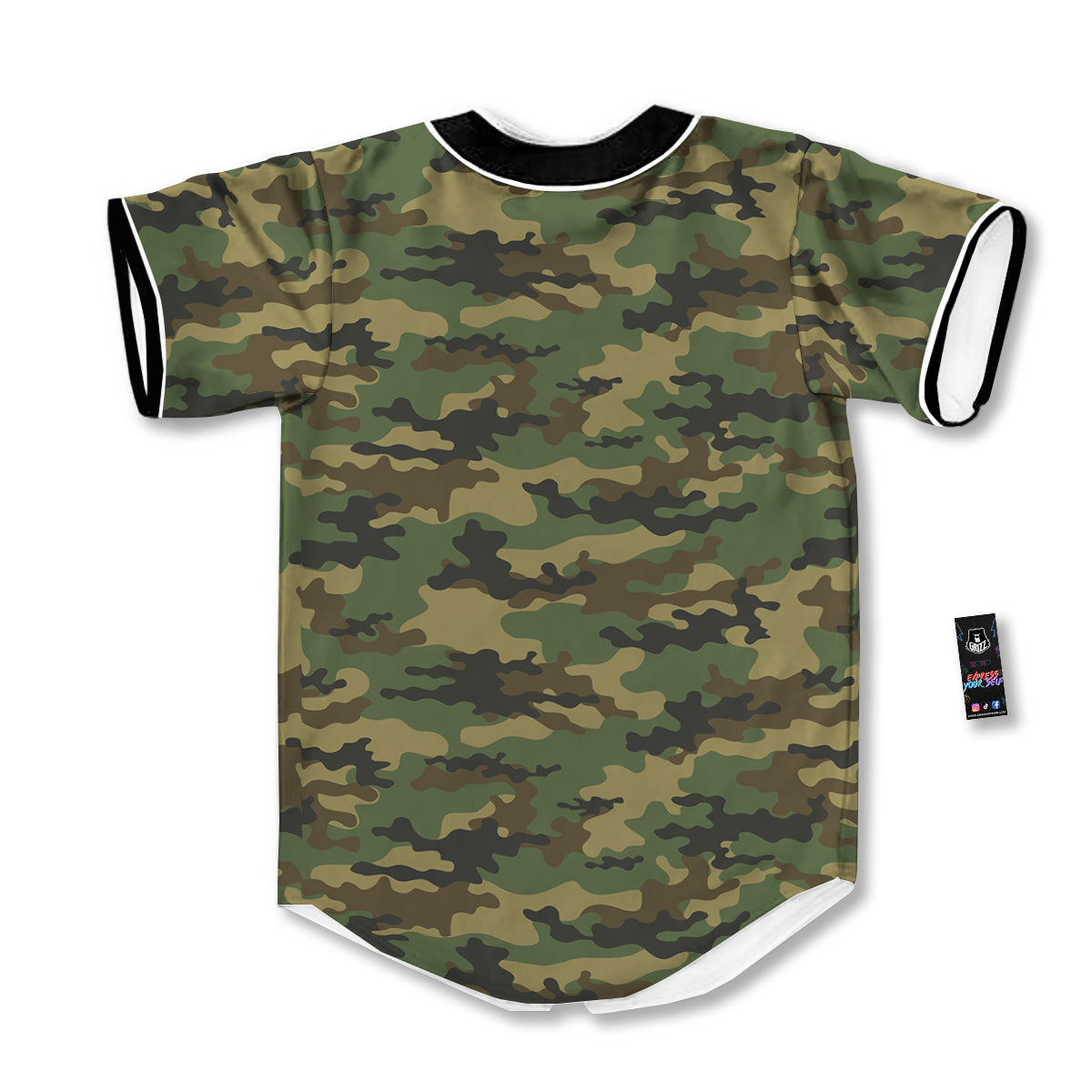 Camouflage Classic Green Print Baseball Jersey-grizzshop