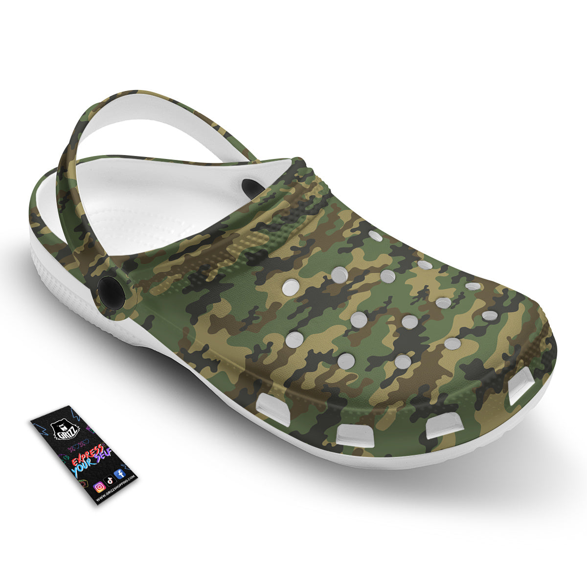 Camouflage Classic Green Print Clog-grizzshop
